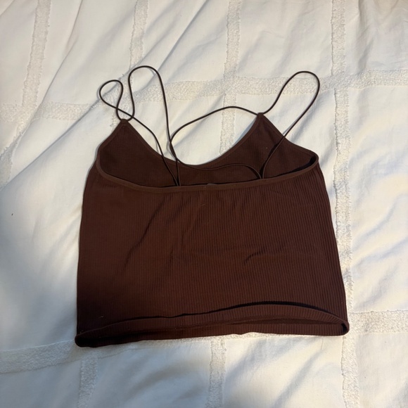 ZARA Ribbed Crop Cami — Chocolate Brown (Size M) - Picture 2 of 3
